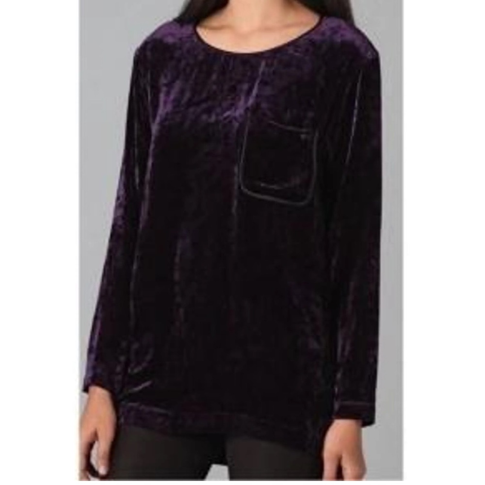 Theory Women's Tehya Elegant Crushed Velvet Tunic Velvet Purple Top Size